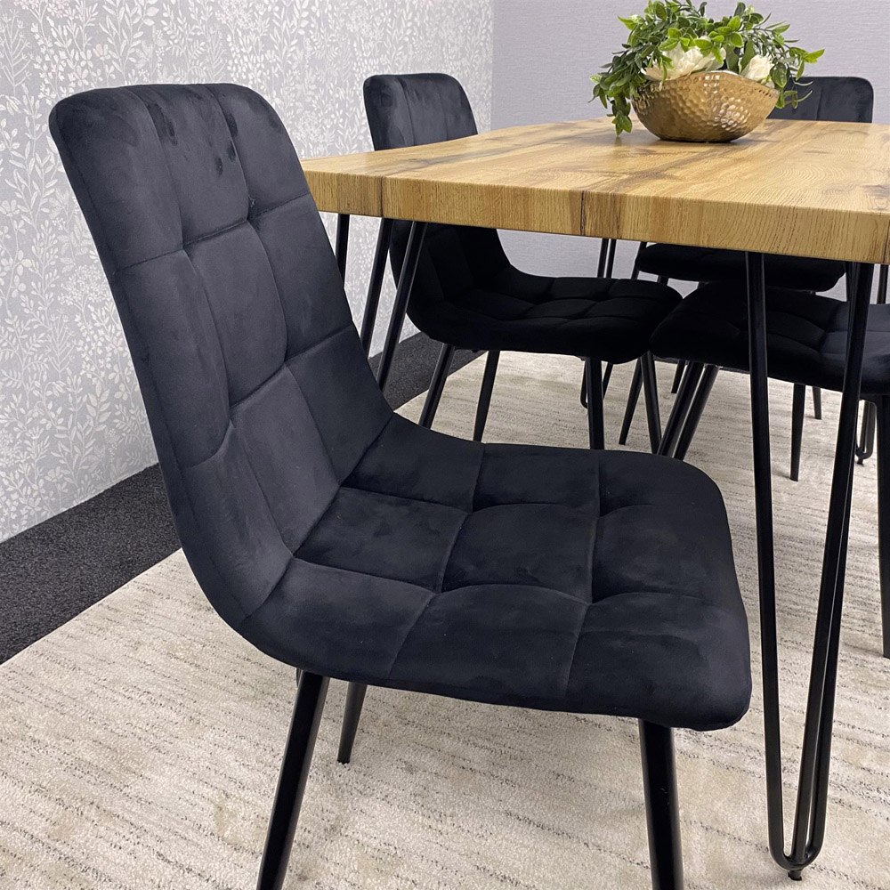 Kosy Koala 6 Seater Velvet Wooden Dining Set Black Image 5