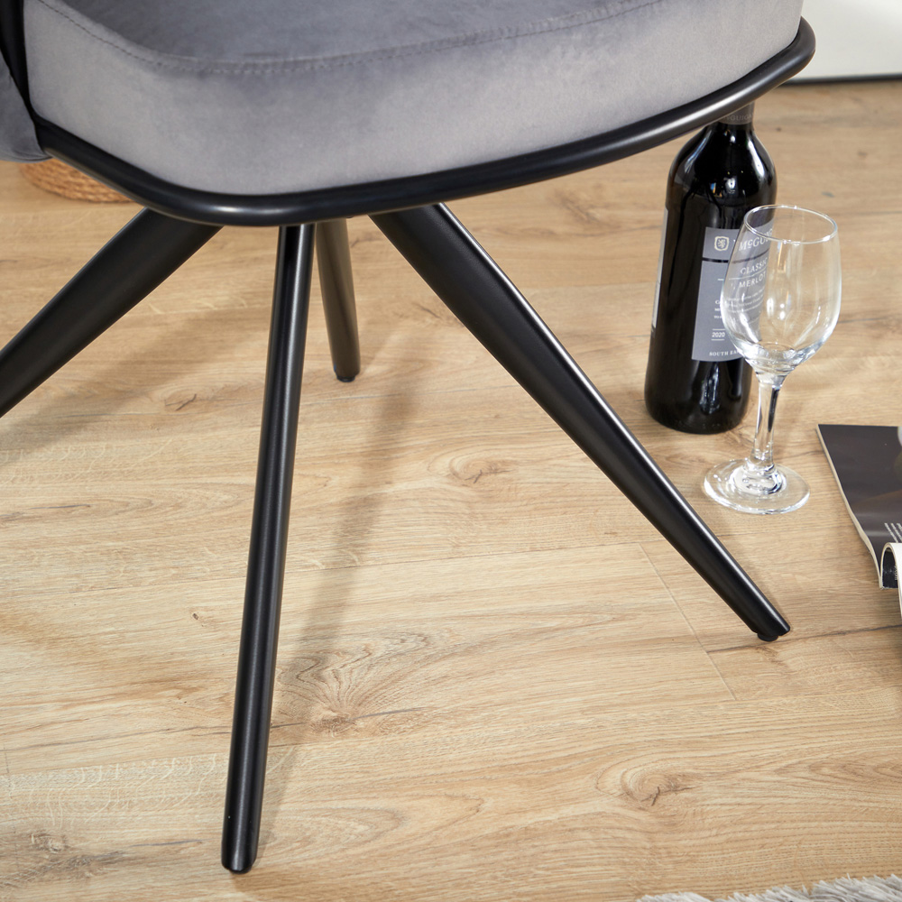 Home Source Reno Grey Plush Velvet Round Tufted Back Accent Chair Image 5