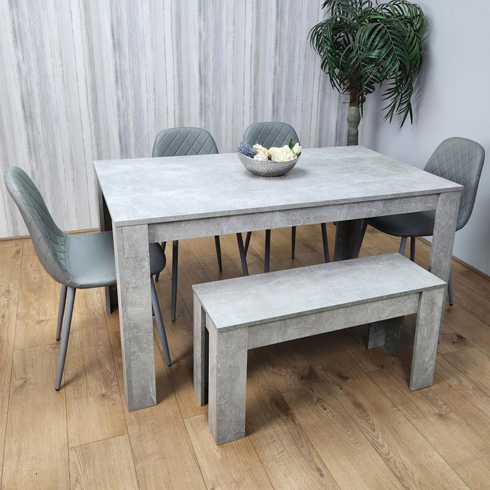 Portland 6 Seater Dining Set Stone Grey Effect and Grey Image 1