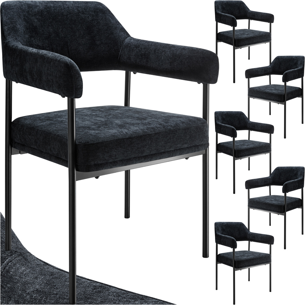 tectake Mave Set of 4 Taupe and Chrome Dining Chair Image 2