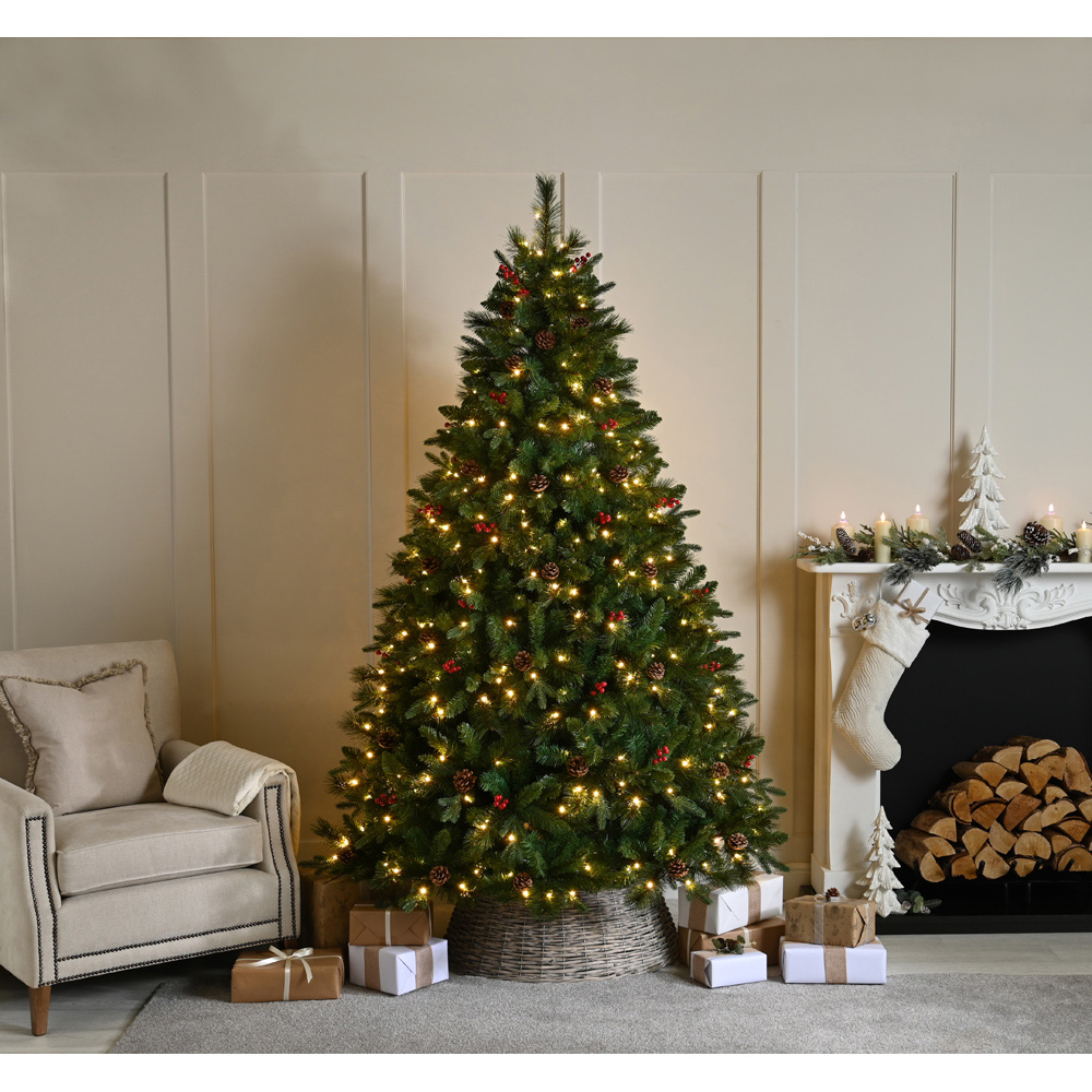 Festive Warm White Pre-Lit Berries Ben Nevis Pine Artificial Christmas Tree with Stand 5.9ft Image 2