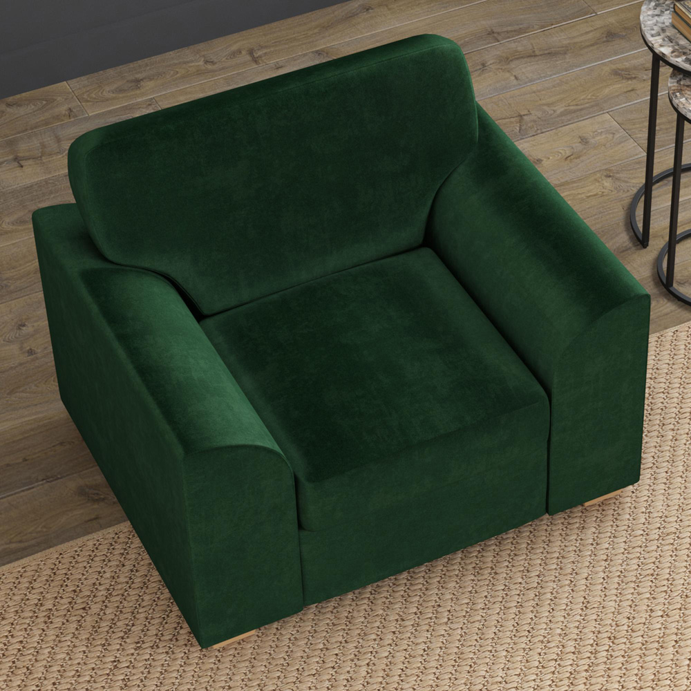 Modo Forest Green Plush Velvet Fixed Back Armchair Image 7