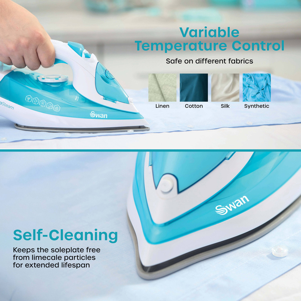 Swan 2600W White Aqua Steam Iron Image 4