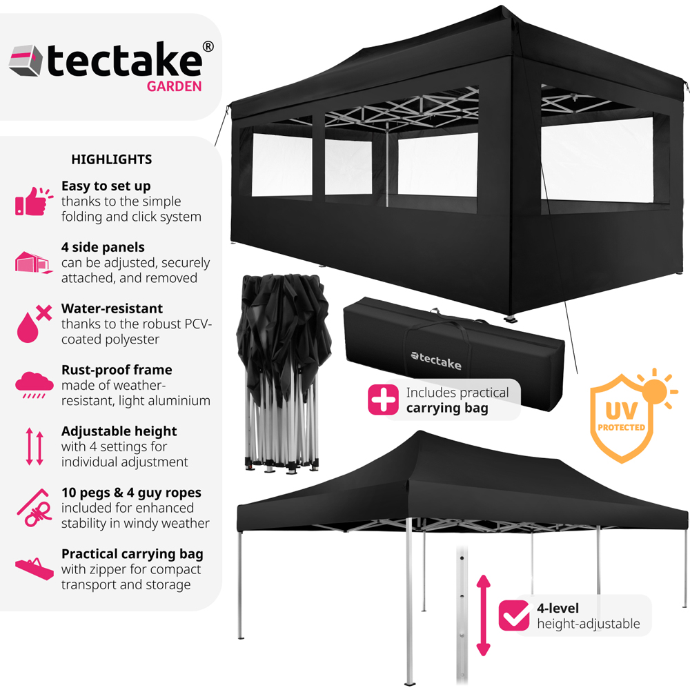 tectake Viola 6 x 3m Black Gazebo Image 6