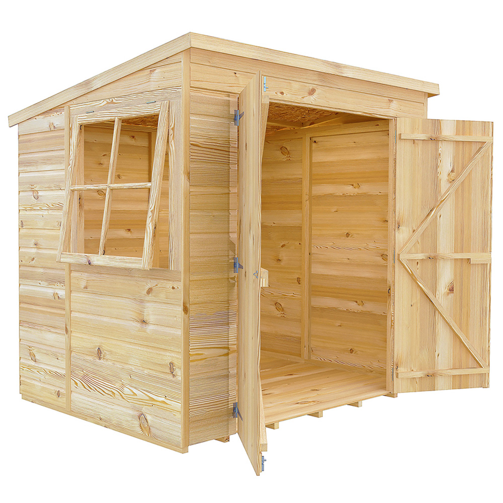 Shire GB Pent 7 x 5ft Shiplap Double Door Garden Shed Image 1