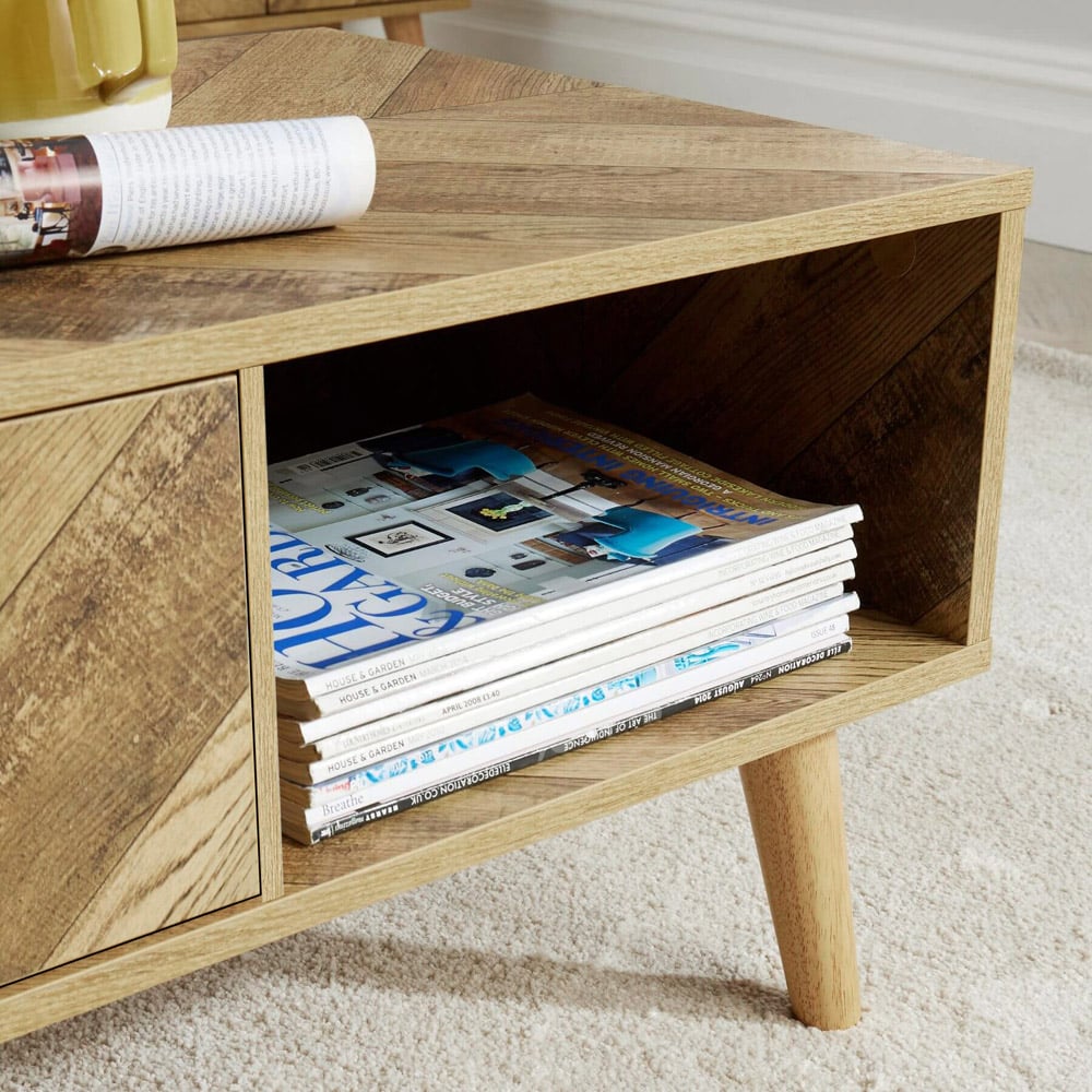 Home Source Dallas Single Drawer Single Shelf Natural Coffee Table Image 4
