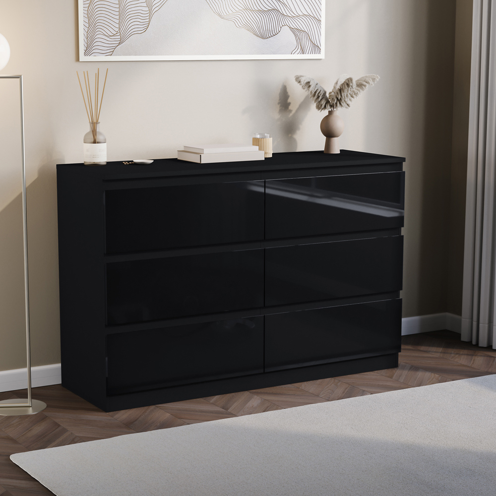 Vida Designs Glinton 6 Drawer Black Chest of Drawers Image 5