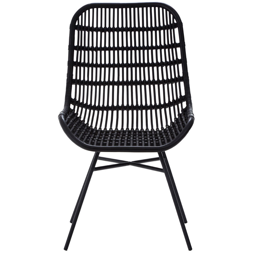 Premier Housewares Lagom Black Natural Rattan Curved Chair Image 2