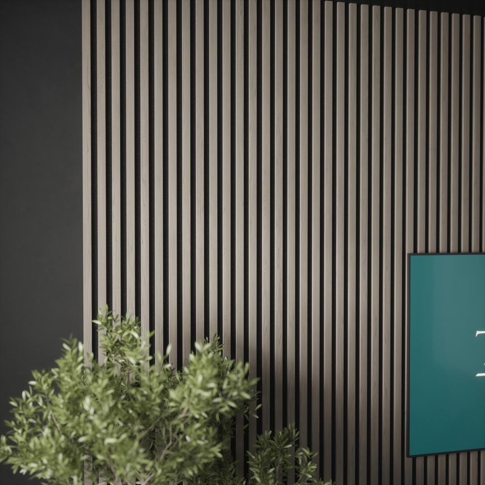 Tuscan Smoked Grey PVC Wrapped Acoustic Wall Panel 240 x 60.8cm Image 6