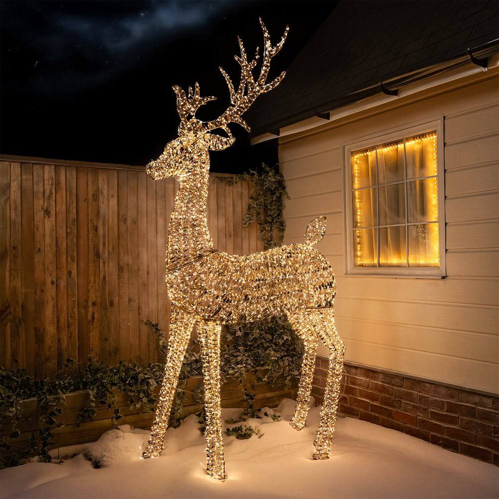 The Christmas Centre 5100 Warm White LED Micro Lights Pre-Lit Gold Laser Lit Stag 270cm Image 4