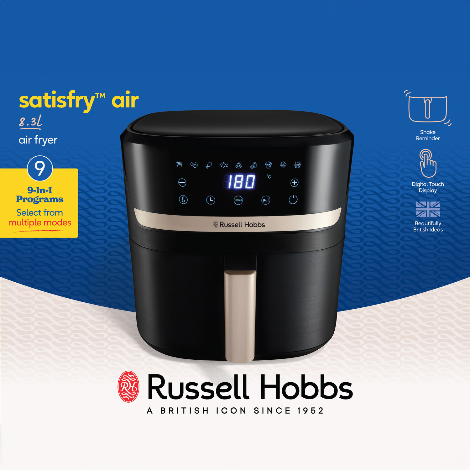 Russell Hobbs Single Drawer Air Fryer Black Image 2