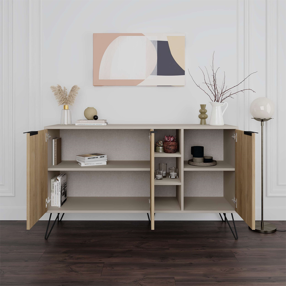Decortie Clara Sandstone and Oak Console Sideboard Image 3