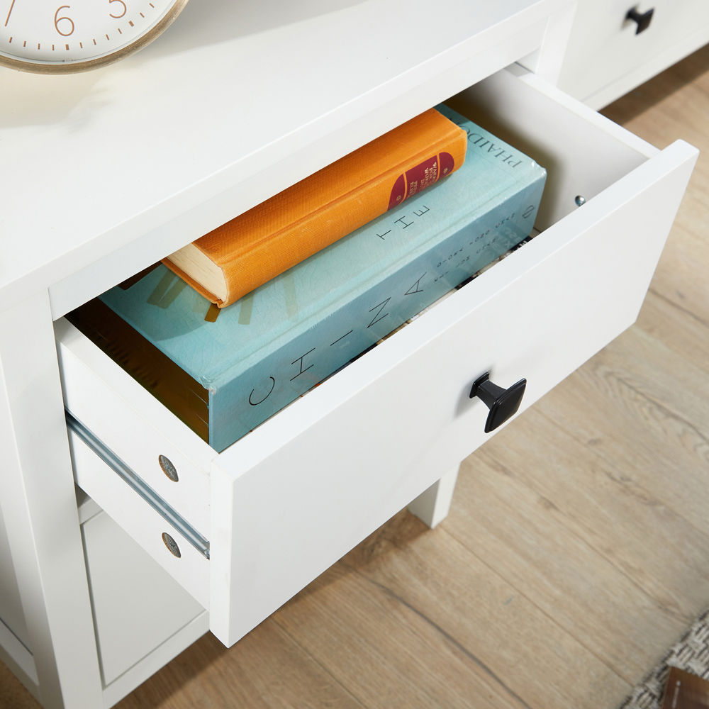 Home Source 2 Drawer White Bedside Table Image 5