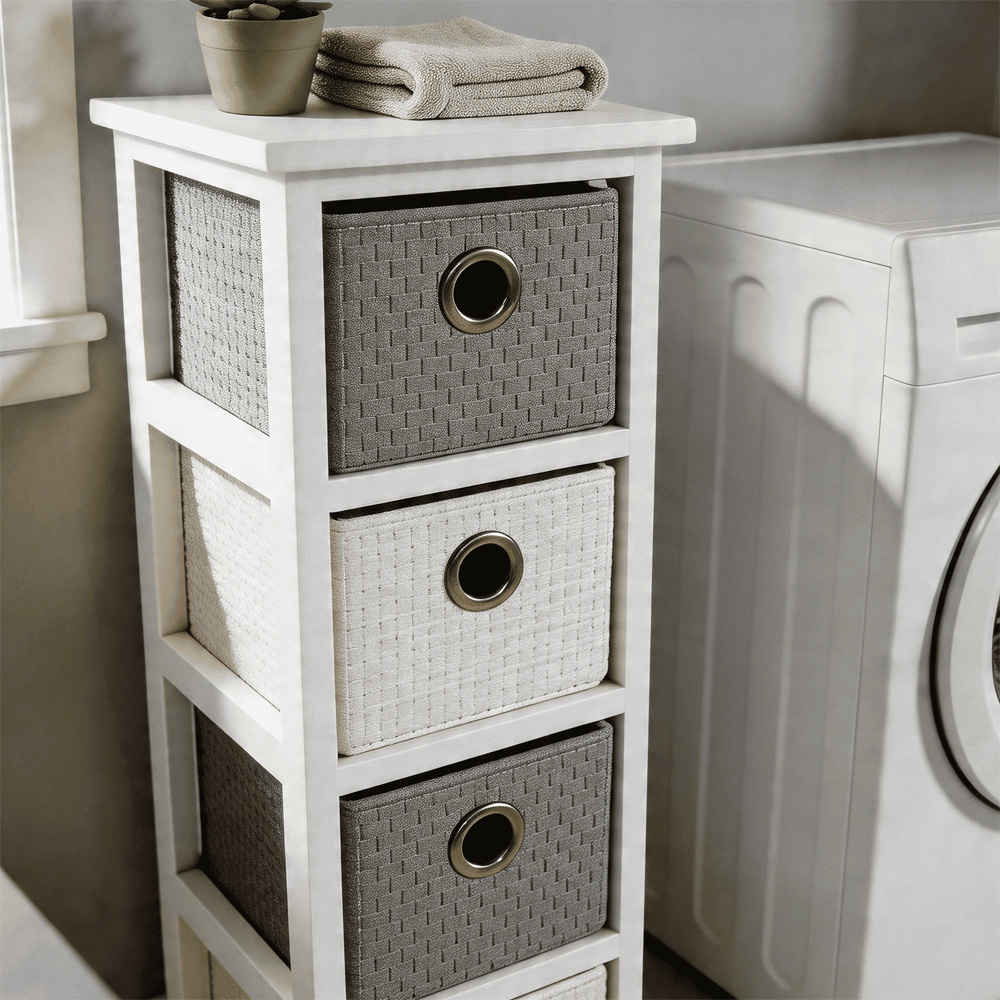 Home Source Sandringham 4 Drawer White and Grey Storage Cabinet Image 5