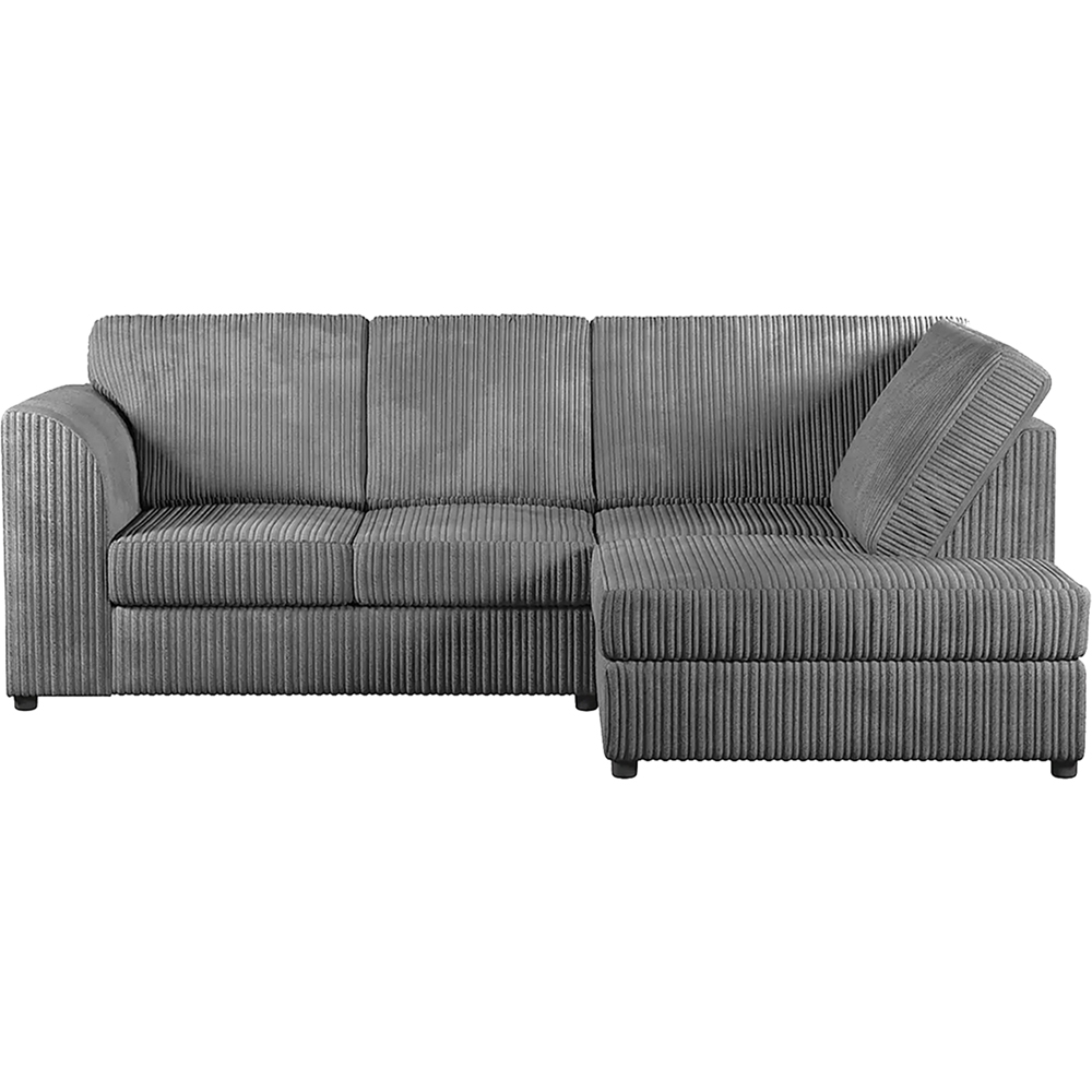 Luxor 4 Seater Grey Jumbo Cord Full Back Right Hand L Shape Corner Sofa Image 2