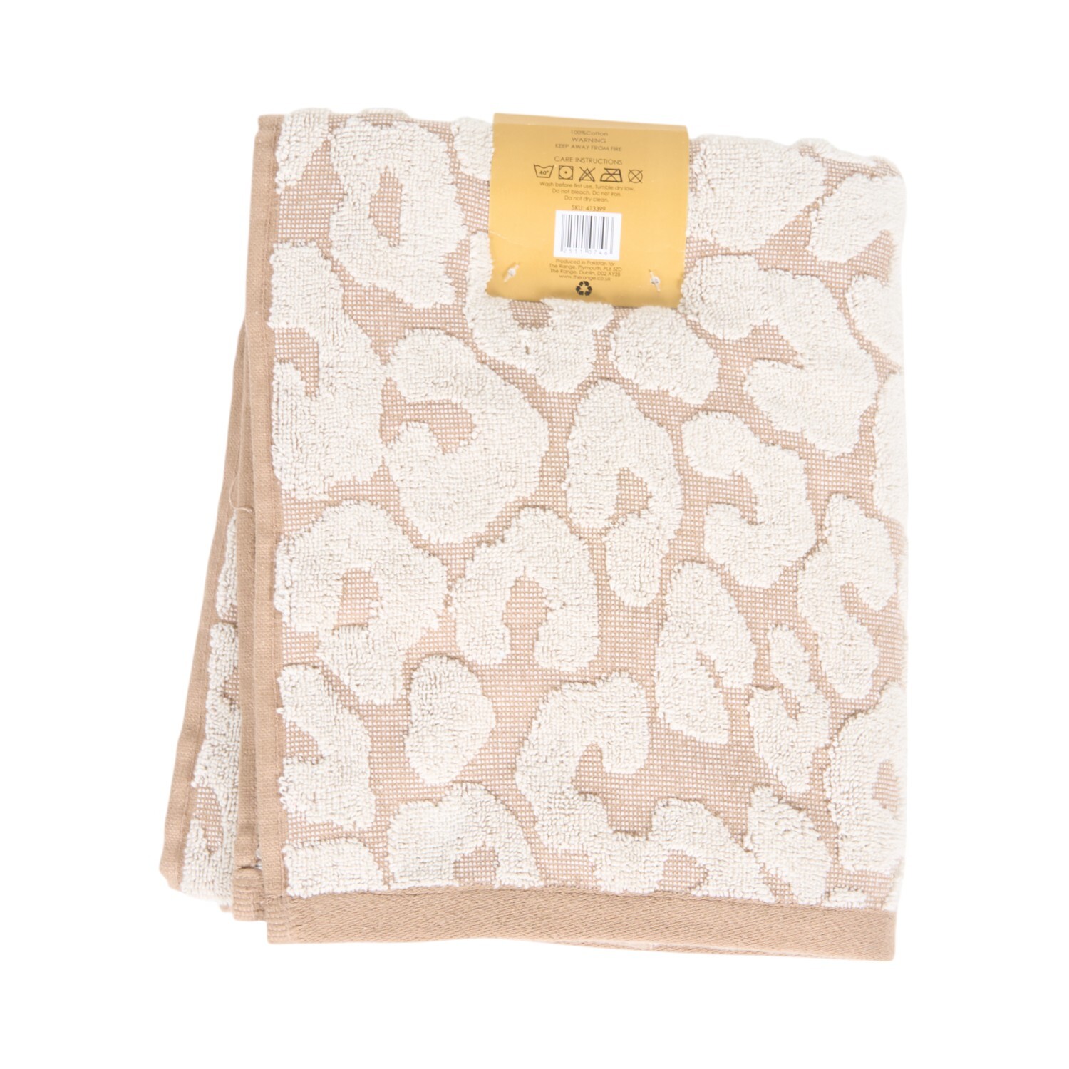 Soft Leopard Bath Towel Cream Image 2