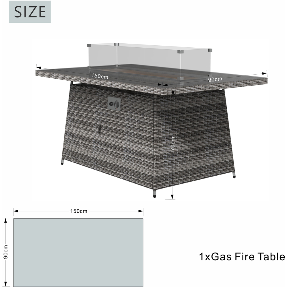 Direct Wicker Grey Tempered Glass Top Gas Fire Pit Table Image 5