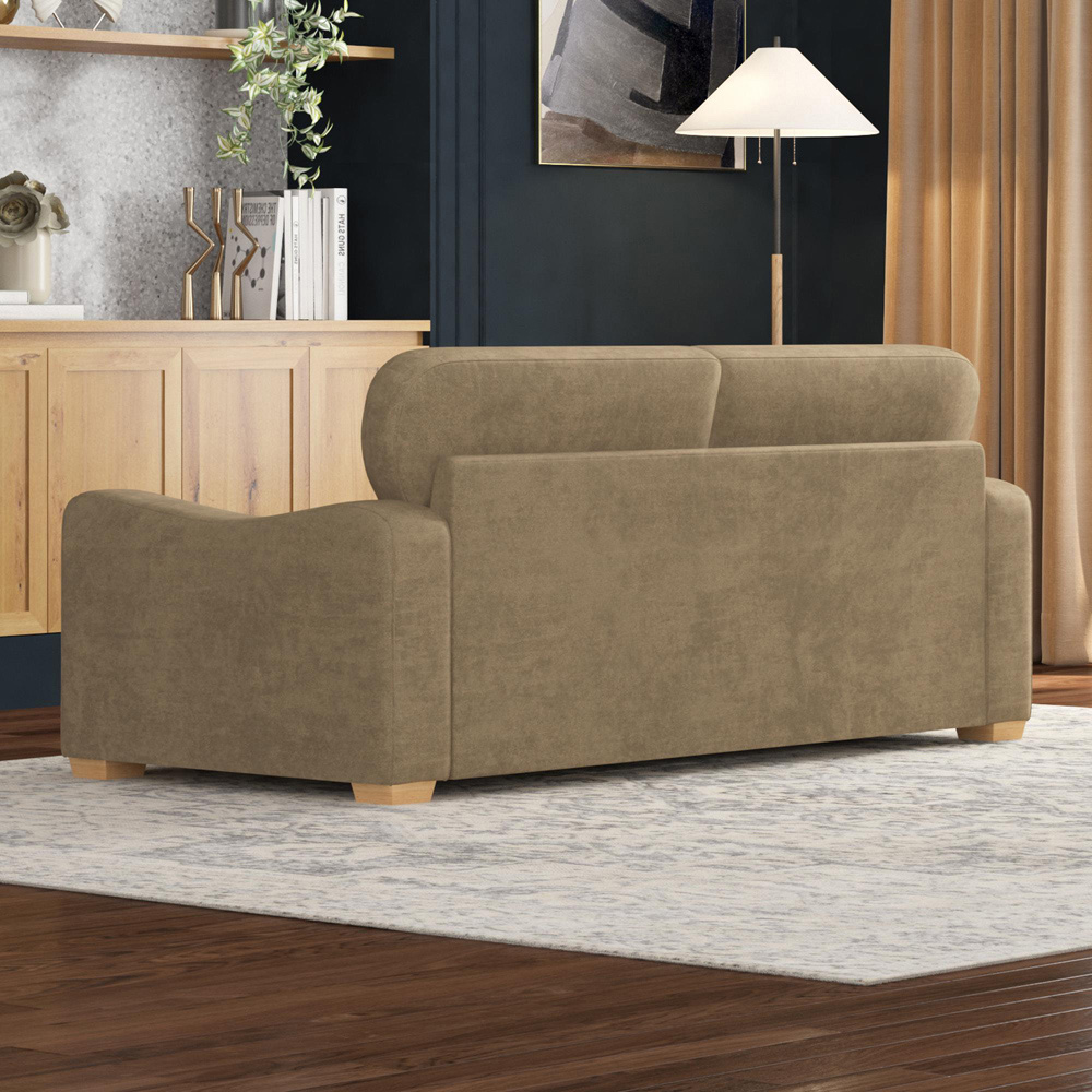 Theadford 3 Seater Mink Plush Velvet Fixed Back Sofa Image 5