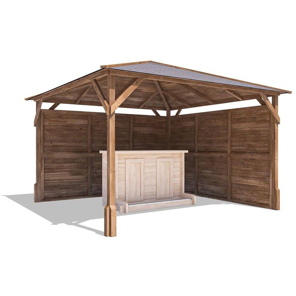 Dunster House Utopia 3 x 3m Brown Heavy Duty Log Bar Garden Gazebo Image 2