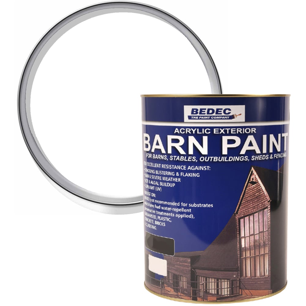Bedec White Semi Gloss Barn Paint 5L Image 1