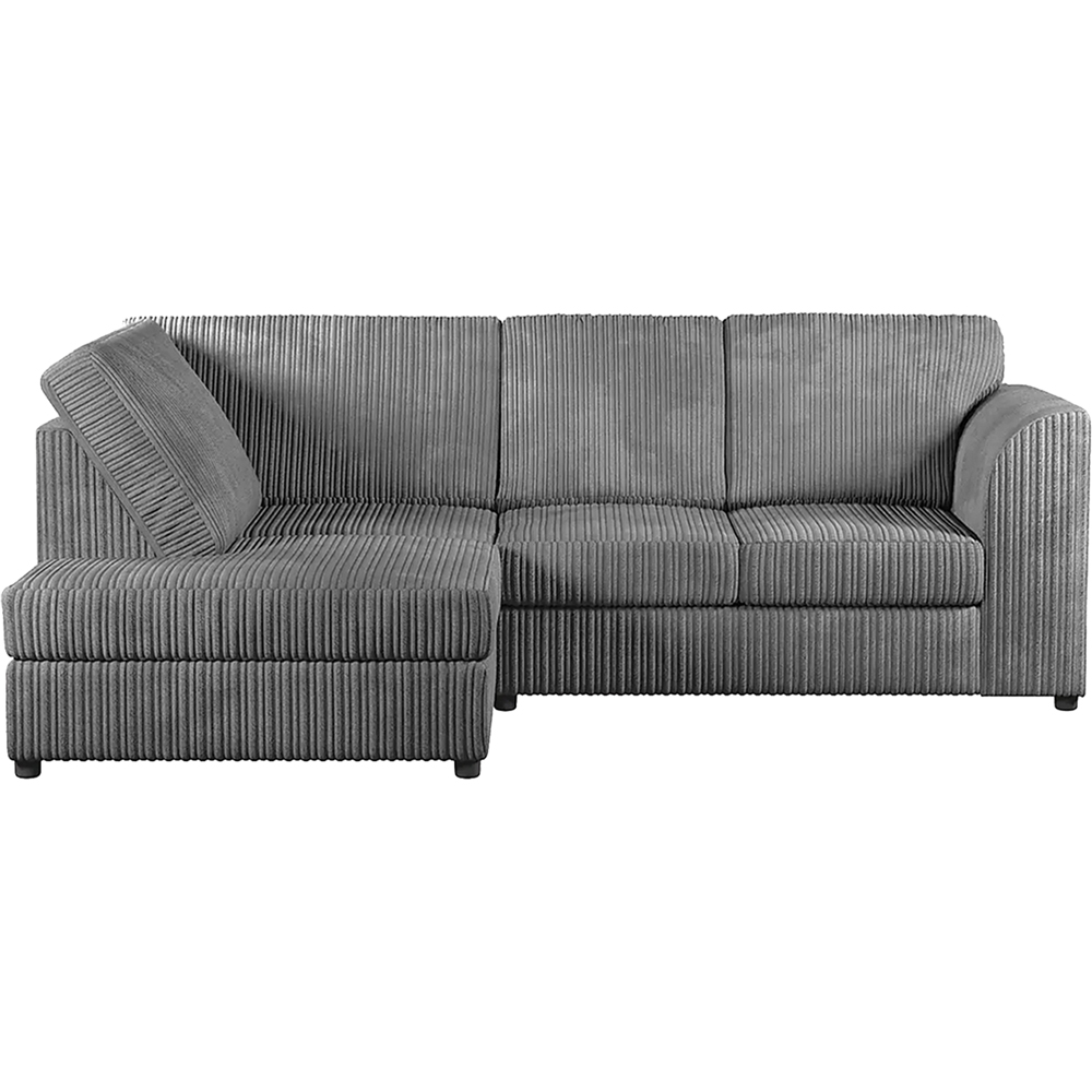 Luxor 4 Seater Grey Jumbo Cord Full Back Left Hand L Shape Corner Sofa Image 2