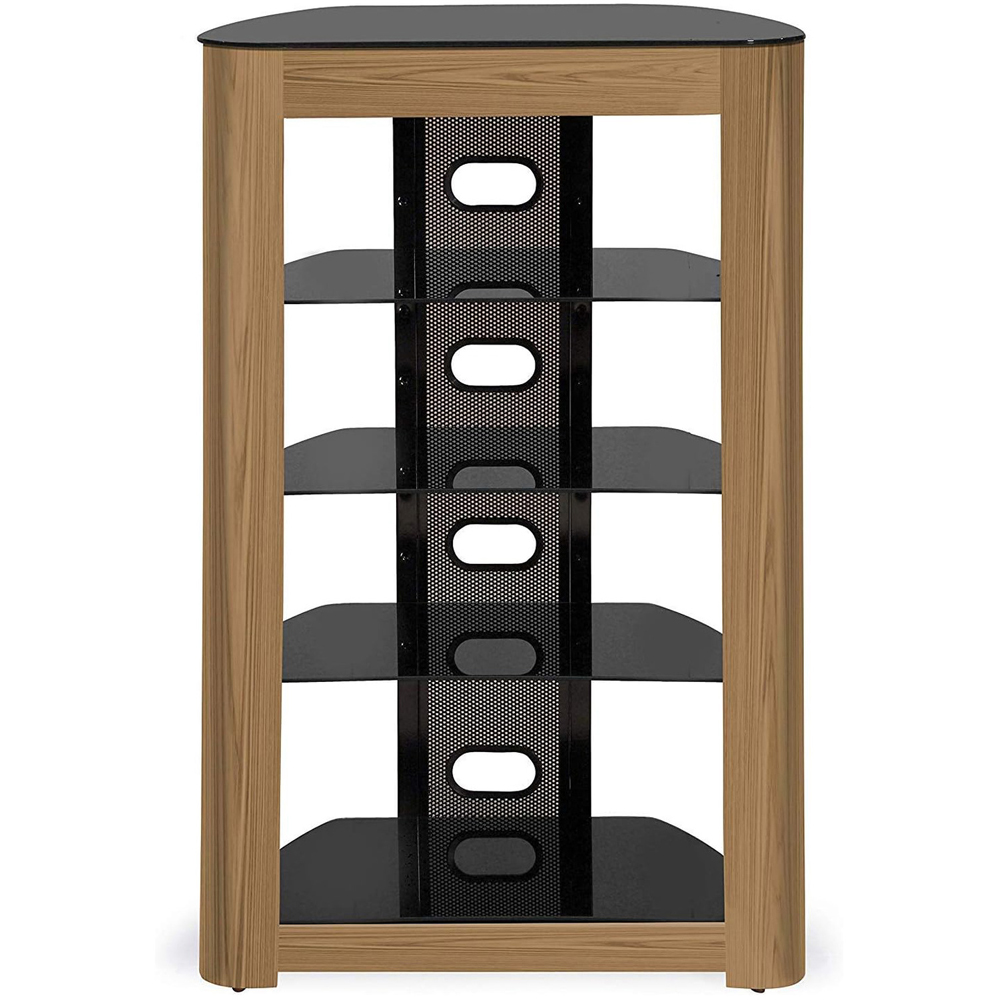 Centurion Supports Zinnia 5 Shelf Black with Oak Fascia Flat Screen Image 5