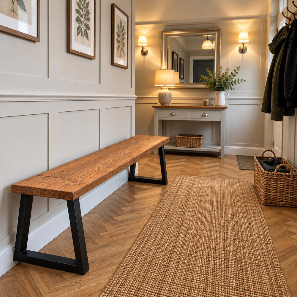 Homebase Jacobean Redwood Sleek and Slender Bench 130cm Image 3