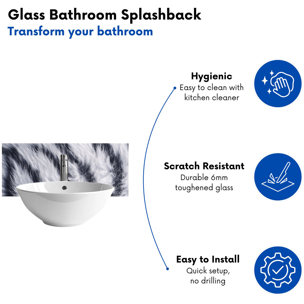 Warren Reed Designer White Tiger Fur Print Bathroom Splashback 25 x 60cm Image 4