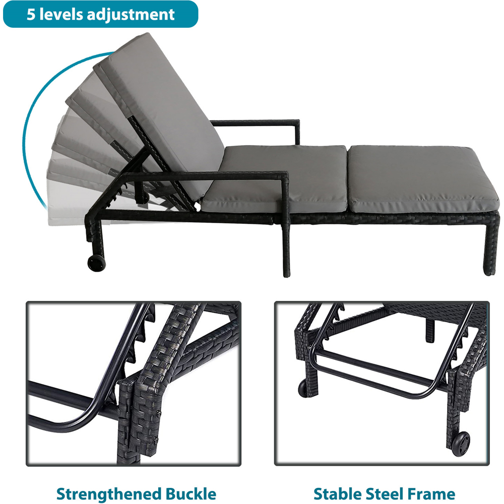 Furniture One Rattan Sun Lounger with Wheels Image 5
