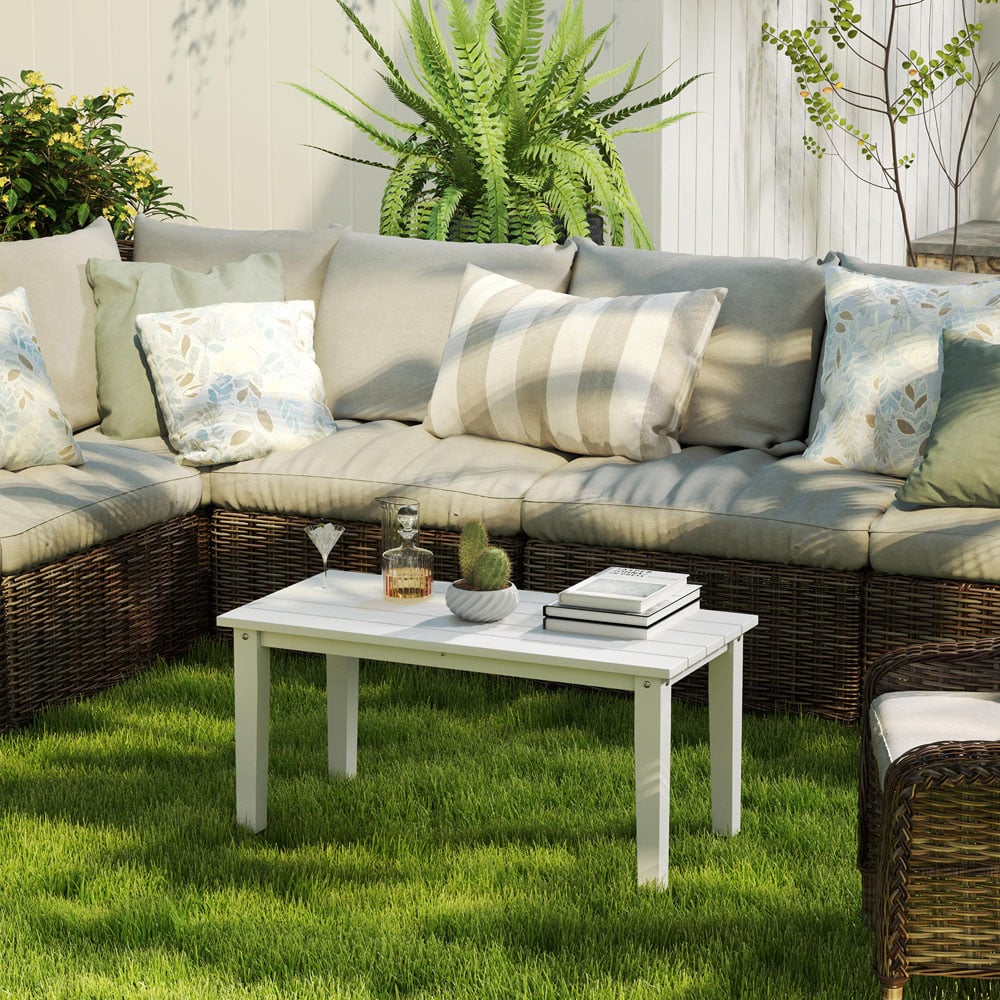 Outsunny White Rectangle Garden Coffee Table Image 4