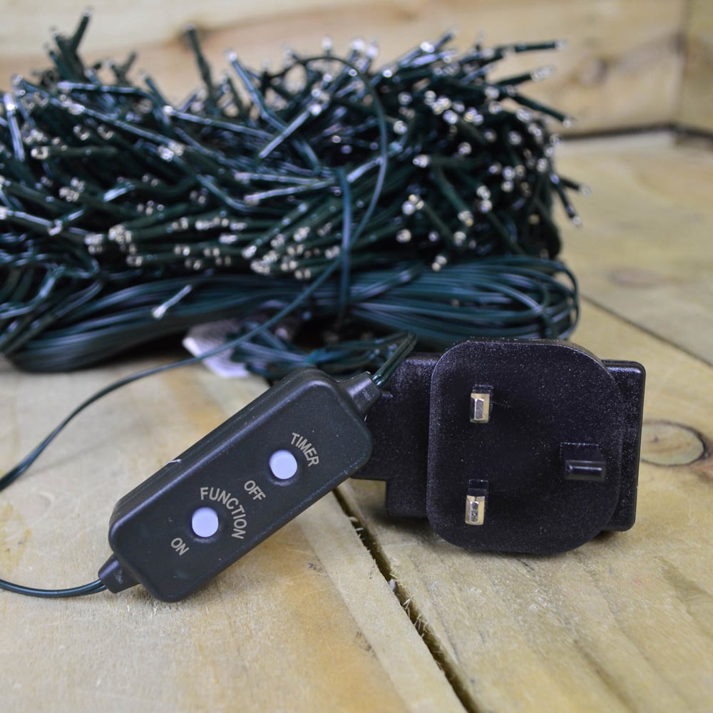 Premier SupaBrights 2000 Cool and Warm White LED Green Cable Cluster Light 25m Image 3