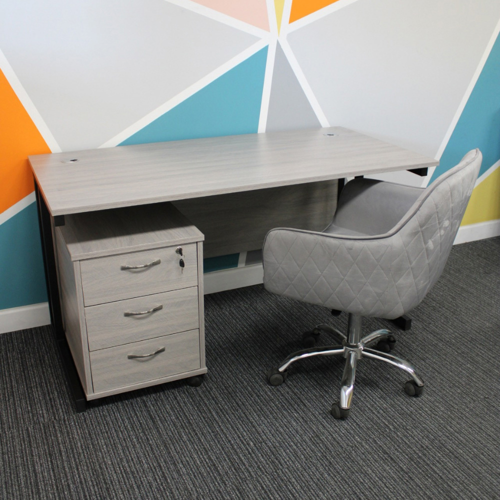 Kosy Koala Grey Wooden Office Desk with Drawer Unit and Chair Image 8