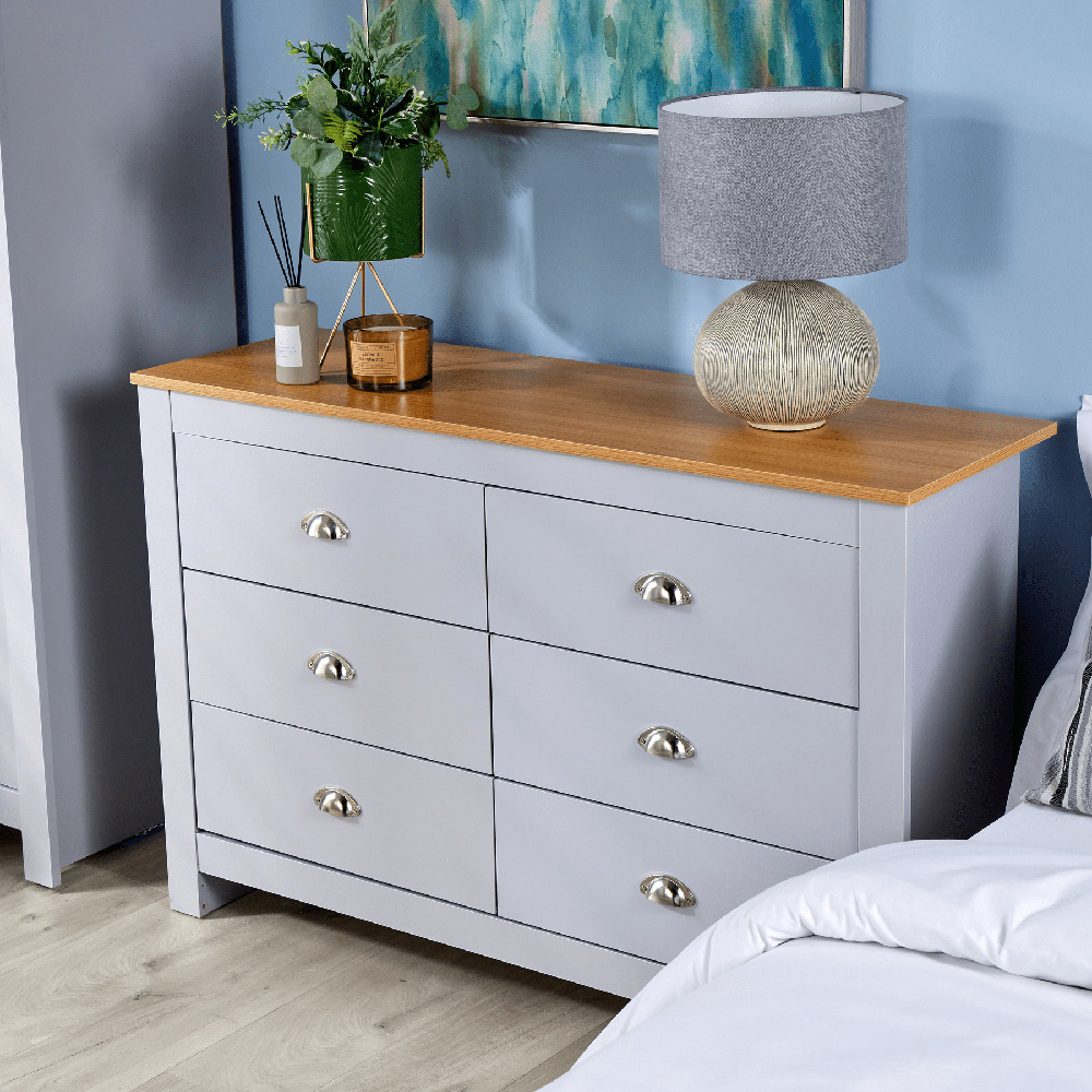 Home Source Camden 6 Drawer Grey Chest of Drawers Image 6