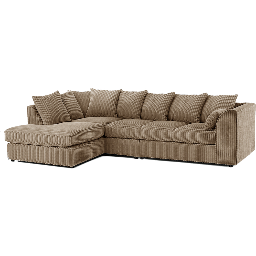Luxor 4 Seater Coffee Jumbo Cord Left Hand Facing Scatter Back L Shaped Corner Sofa Set Image 2