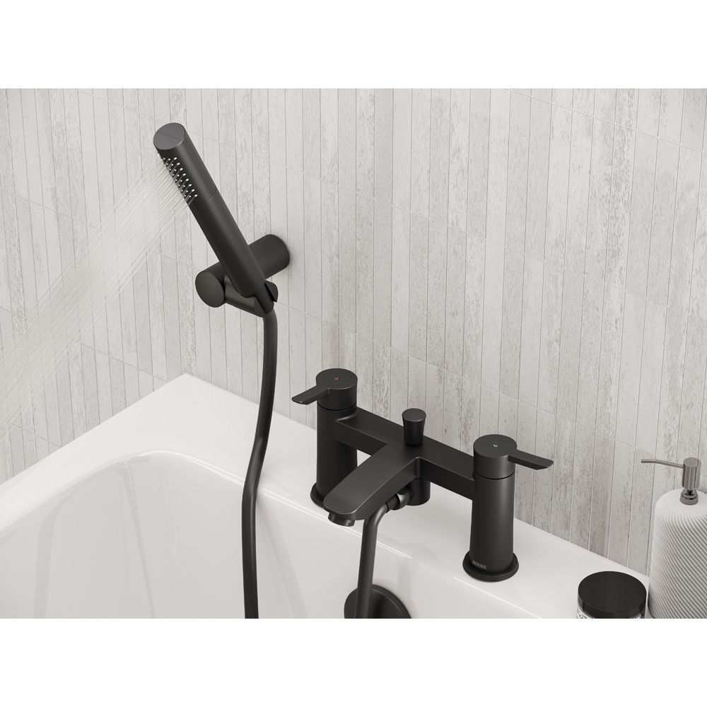 Bristan Apelo Matt Black Bath Shower Mixer Tap with Handset Image 7