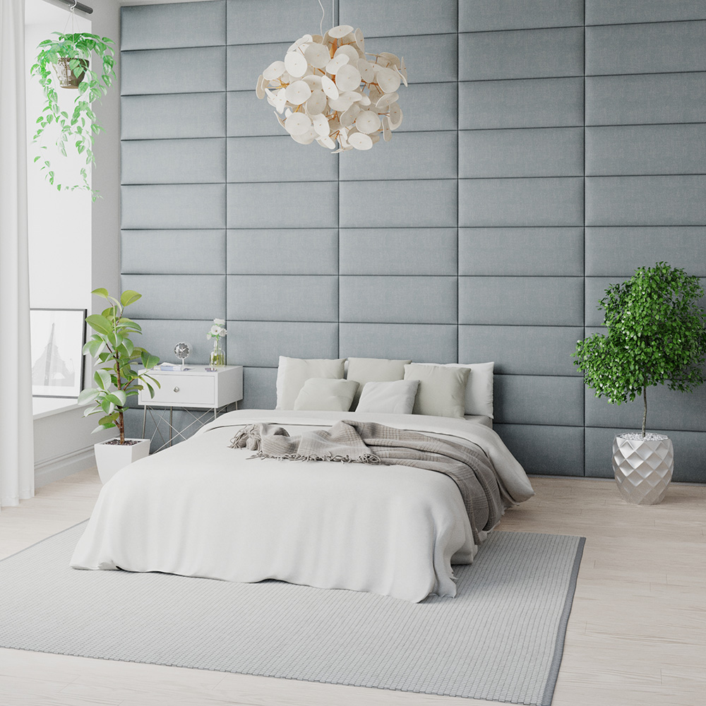 Aspire EasyMount Sky Blue Malham Weave Upholstered Wall Mounted Headboard Panels 8 Pack Image 2
