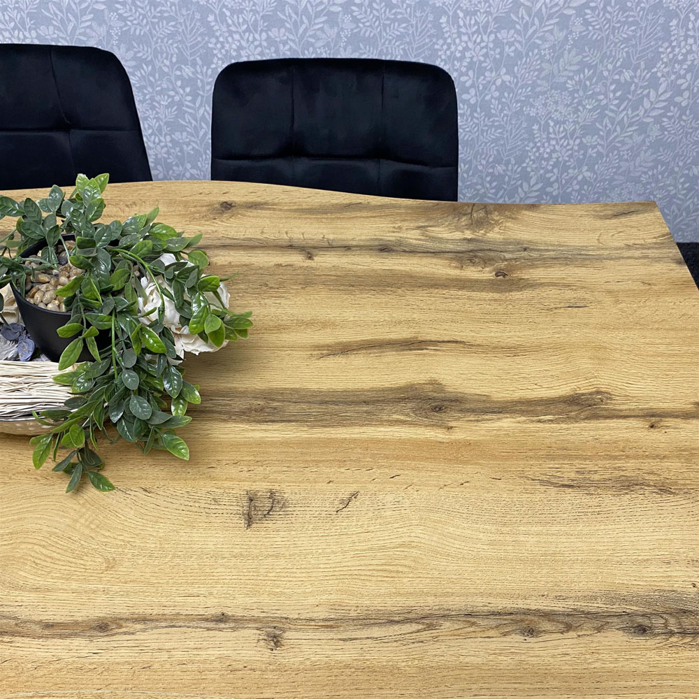 Kosy Koala 6 Seater Velvet and Wood Dinning Table Set Black and Brown Image 4