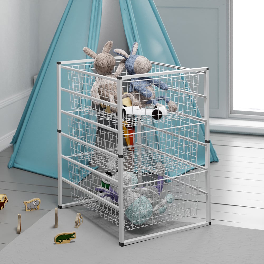 Flexi Shelving 3 Basket Wire Storage Unit Image 2