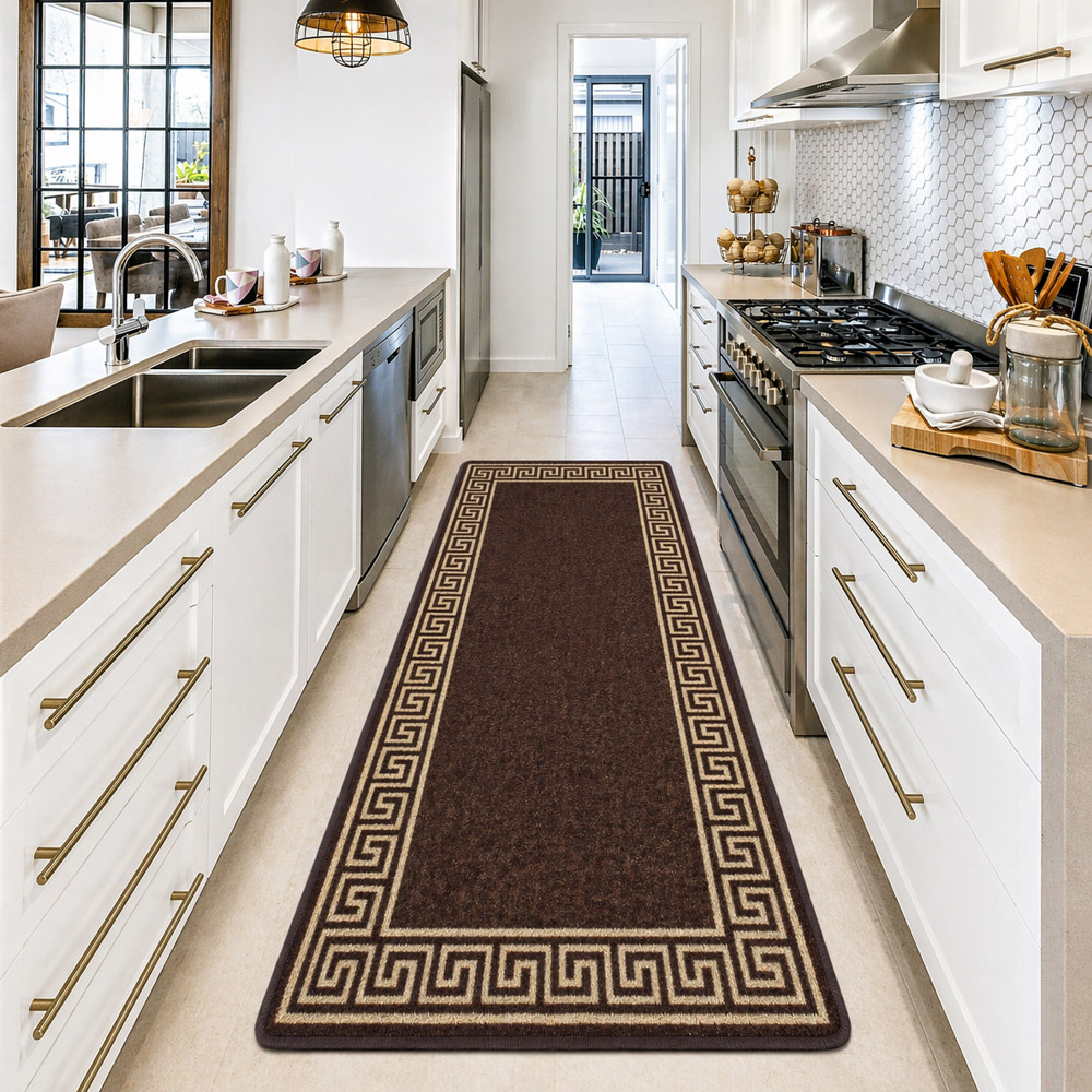 Smart Living Greekey Brown and Beige Gel Back Non-Slip Door Mat 80 x 150cm Image 4
