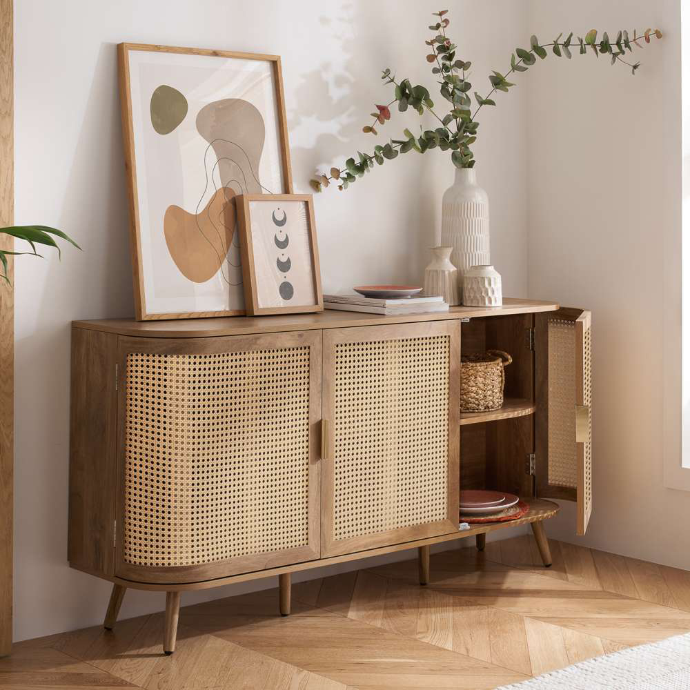 Birlea Noah 3 Door Rattan Effect Sideboard Image 8