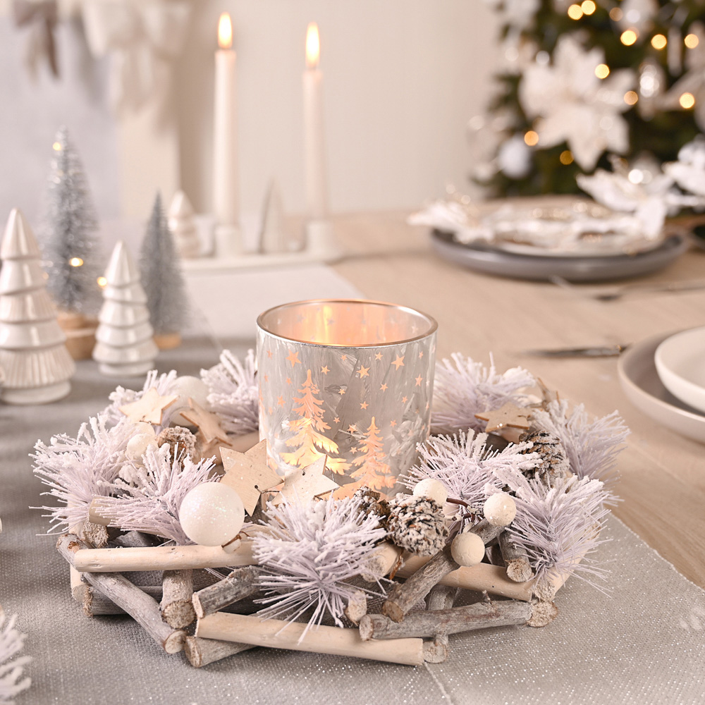 The Seasonal Gift Co. White Frosted Twig Wreath 30cm Image 2