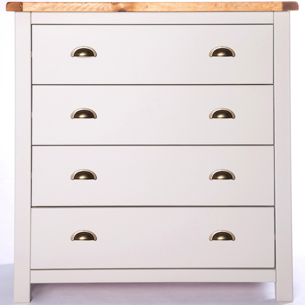 Argenta 4 Drawer Light Grey Chest of Drawers with Brass Cup Handles Image 3