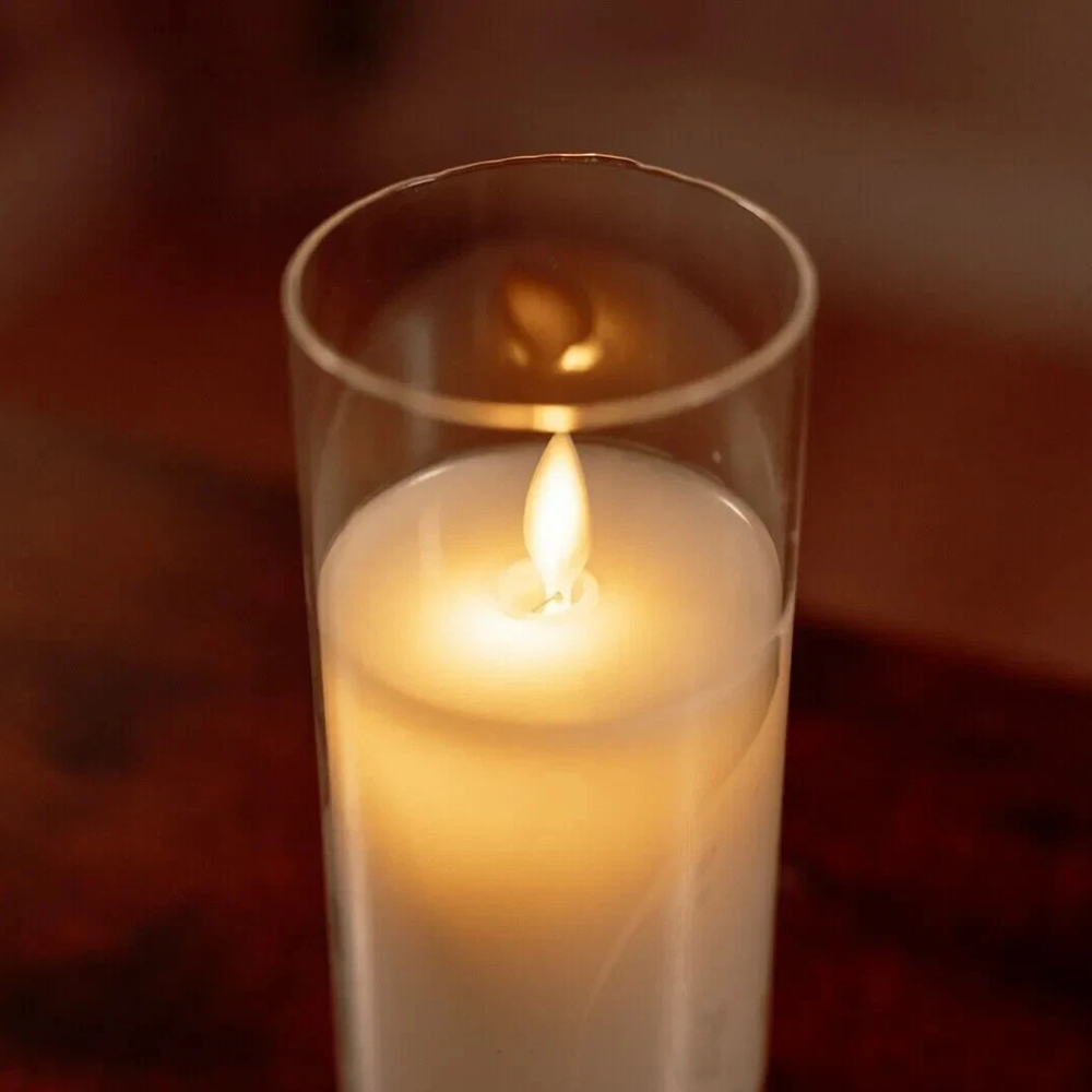 Marco Paul LED Flameless Unscented Pillar Candle Glass Jar Light 17cm Image 3