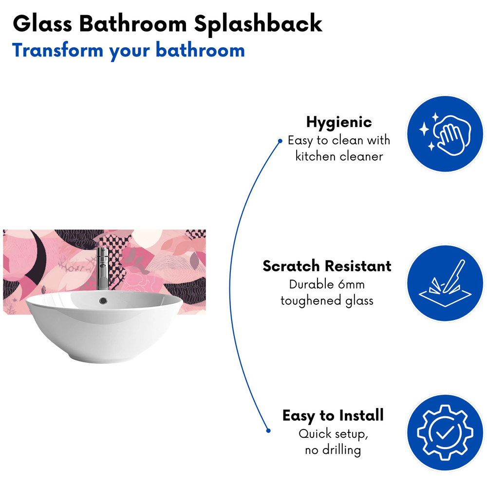 Warren Reed Designer Abstract Pink Moon Pattern Glass Bathroom Splashback 25 x 60cm Image 4