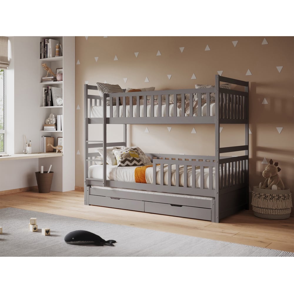 Flair Elvis Grey 2 Drawer Wooden Bunk Bed with Trundle Image 4