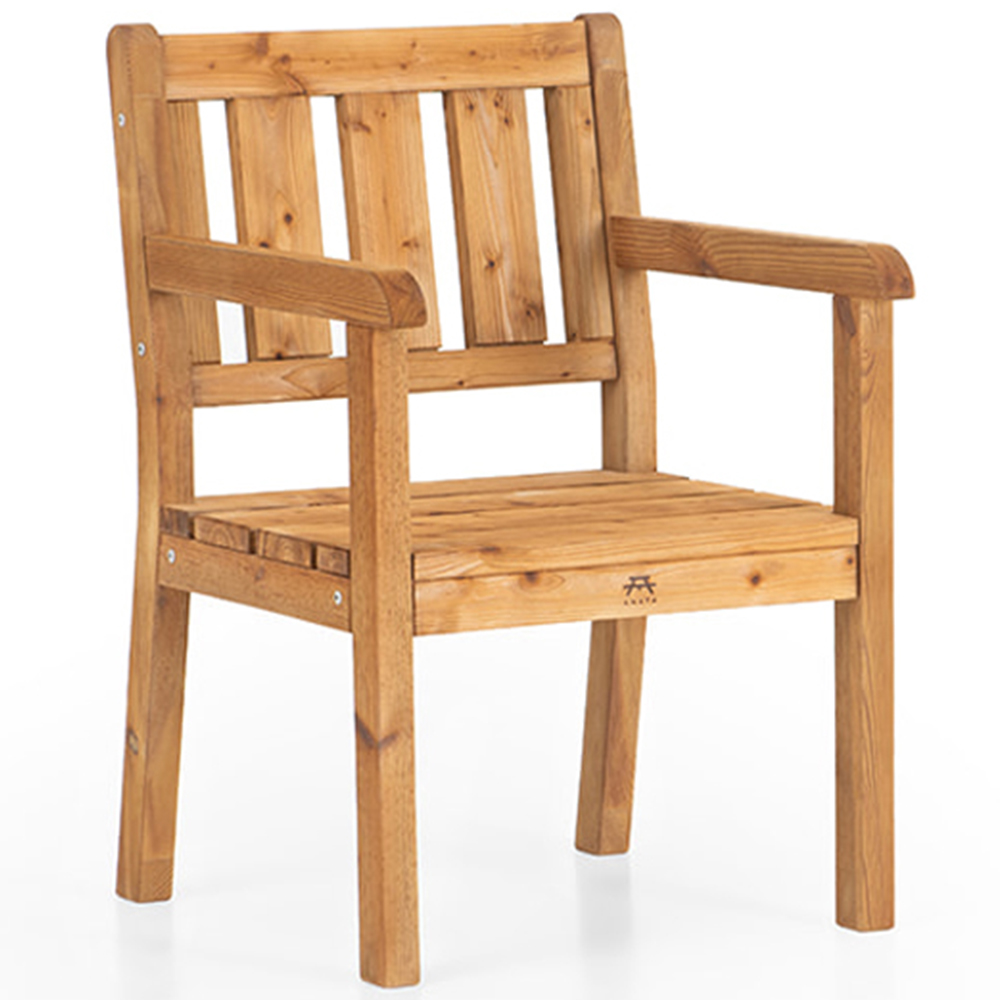 AMATA Ungurs Brown Wooden Straight Bench Garden Chair Image 2