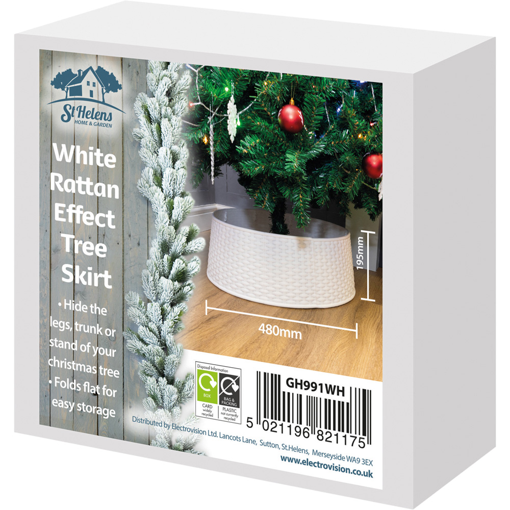 St Helens White Rattan Christmas Tree Skirt Image 4
