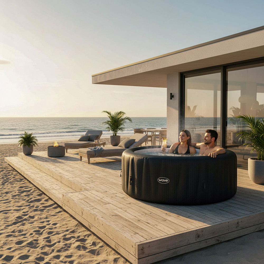 Wave Atlantic 6 Person Slate Rattan Inflatable Hot Tub 65 x 208cm Image 6