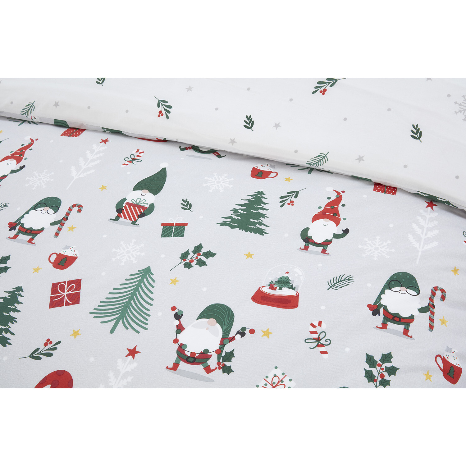 Christmas Gonks Duvet Cover and Pillowcase Set - Grey / Double Image 4