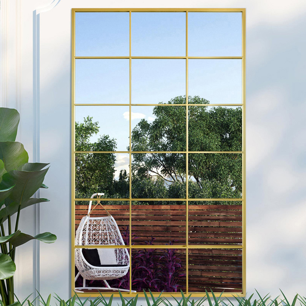 MirrorOutlet The Genestra Gold Modern Window Garden Wall Mirror 200 x 120cm Image 2